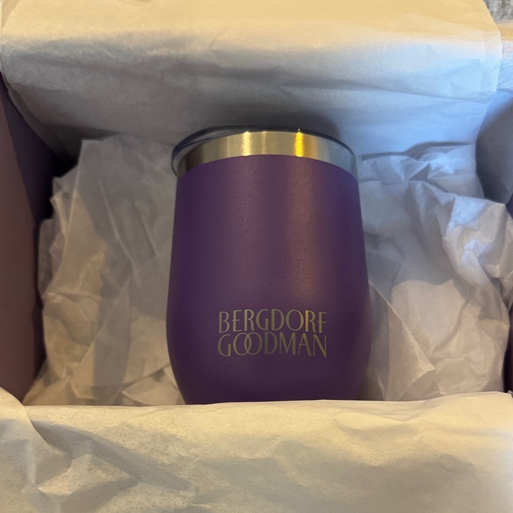 NEW Bergdorf Goodman Purple Stainless Steel Tumbler